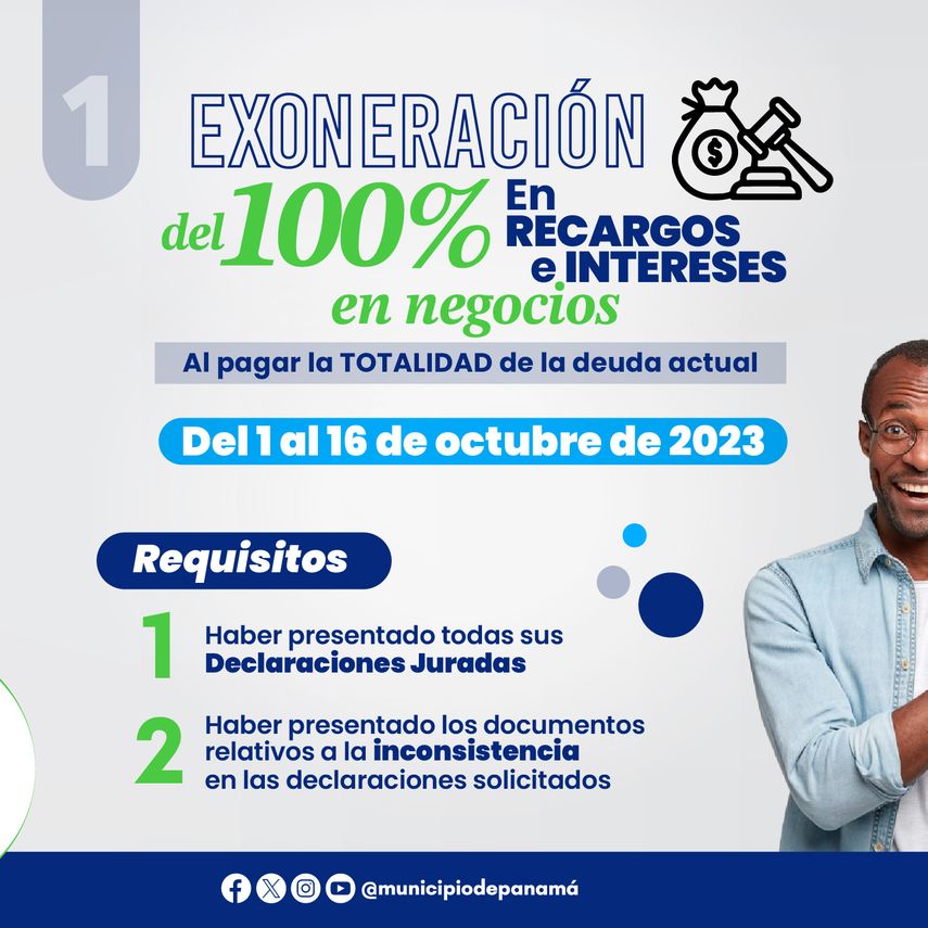 Alcaldía de Panamá: Exoneración del 100% en recargos e intereses en negocios. Alcaldía de Panamá: Exoneración del 100% en recargos e intereses en negocios.