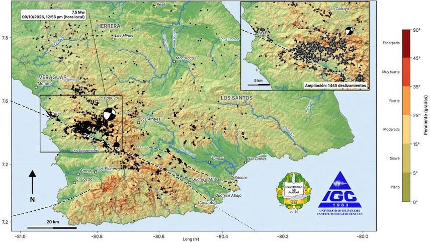 Sismo en Panamá: identifican 2,351 deslizamientos en tres provincias