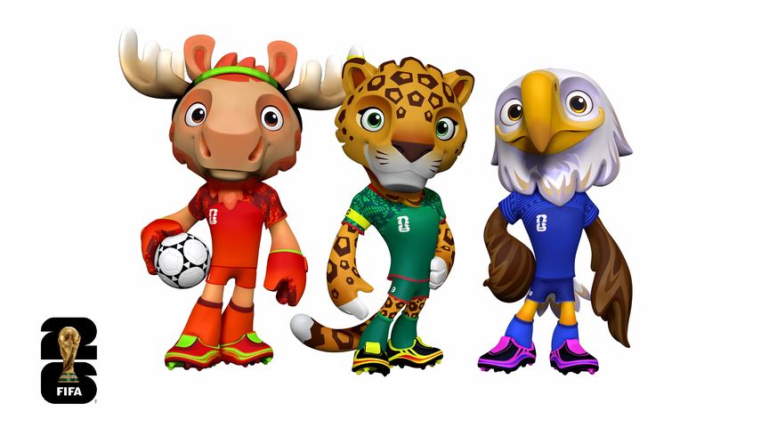 La FIFA presentó este jueves a las mascotas oficiales del Mundial 2026, que será organizado por Canadá, Estados Unidos y México, y que representan a un alce, un águila y un jaguar, animales simbólicos de estos tres países. La FIFA presentó este jueves a las mascotas oficiales del Mundial 2026, que será organizado por Canadá, Estados Unidos y México, y que representan a un alce, un águila y un jaguar, animales simbólicos de estos tres países.