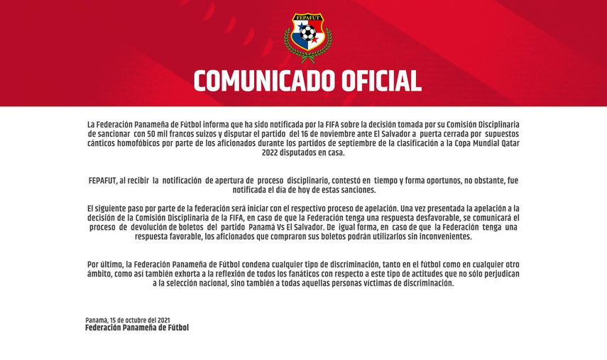 Comunicado de la Fepafut