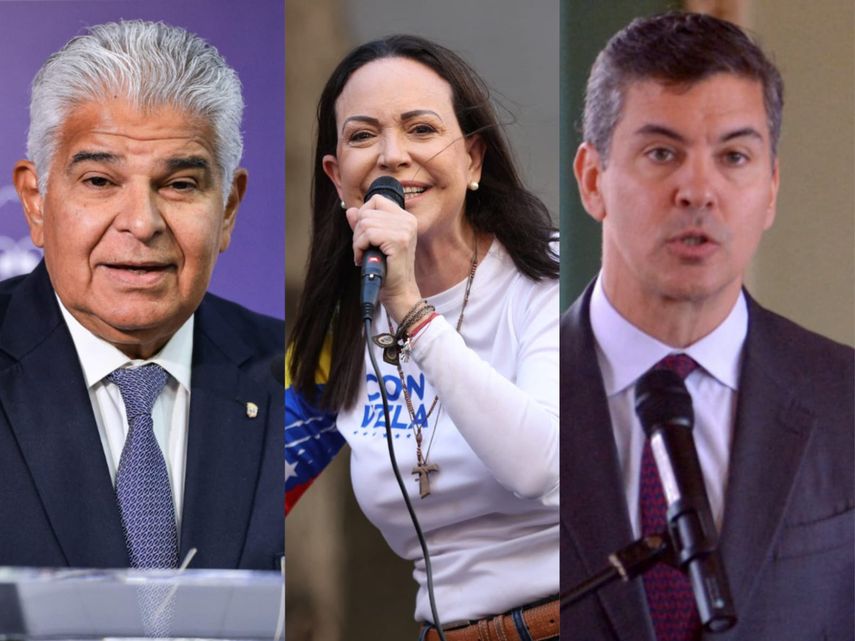 La líder opositora de Venezuela María Corina Machado agradeció este miércoles a los presidentes de Panamá, José Rafael Mulino, y de Paraguay, Santiago Peña, así como a la congresista estadounidense María Elvira Salazar por aceptar la invitación para recibir el Premio Nobel de la Paz 2025, el próximo 10 de diciembre en Oslo, Noruega. La líder opositora de Venezuela María Corina Machado agradeció este miércoles a los presidentes de Panamá, José Rafael Mulino, y de Paraguay, Santiago Peña, así como a la congresista estadounidense María Elvira Salazar por aceptar la invitación para recibir el Premio Nobel de la Paz 2025, el próximo 10 de diciembre en Oslo, Noruega.