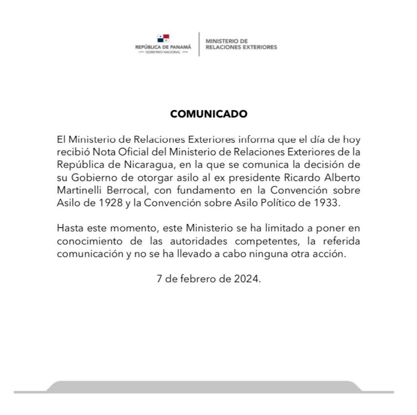La Canciller&iacute;a de Panam&aacute; se&ntilde;al&oacute; que hasta el momento 