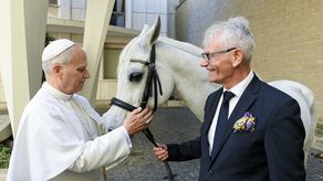 El papa León XIV recibe como regalo un caballo purasangre árabe