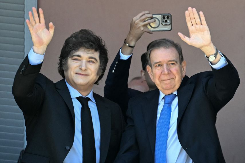 Javier Milei recibió a Edmundo González y llamó a no ser cómplices del régimen chavista