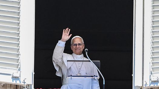 El papa León XIV durante su mensaje de este domingo. AFP