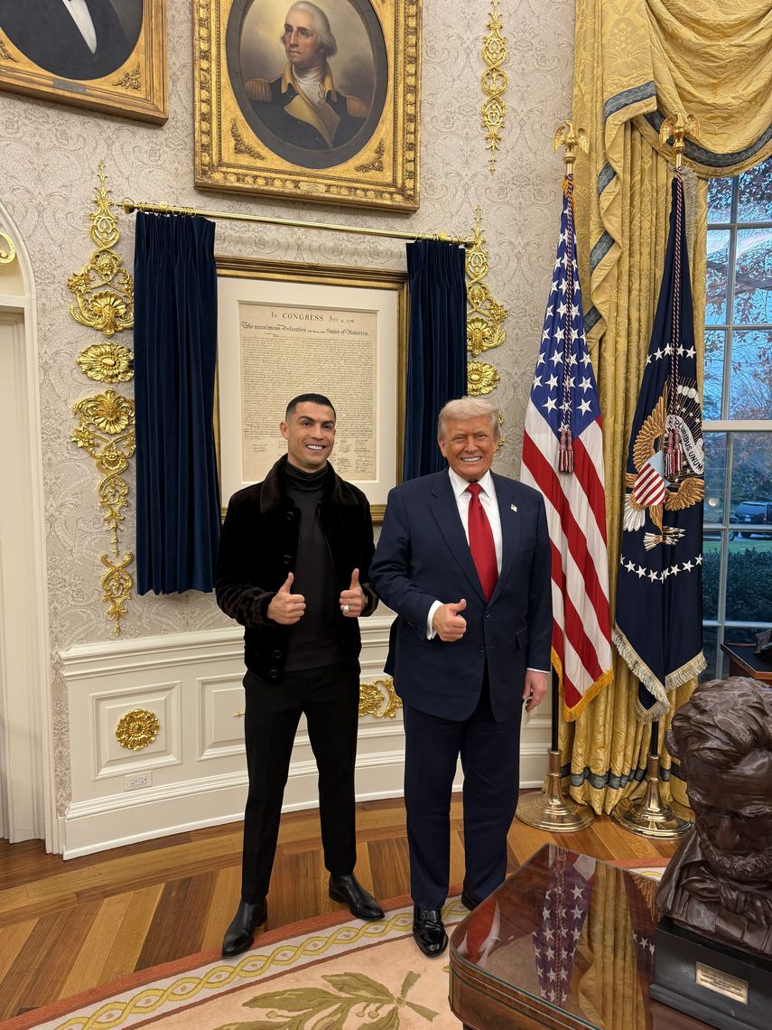 Cristiano Ronaldo se reunió con Trump en el Despacho Oval por la visita del príncipe saudí