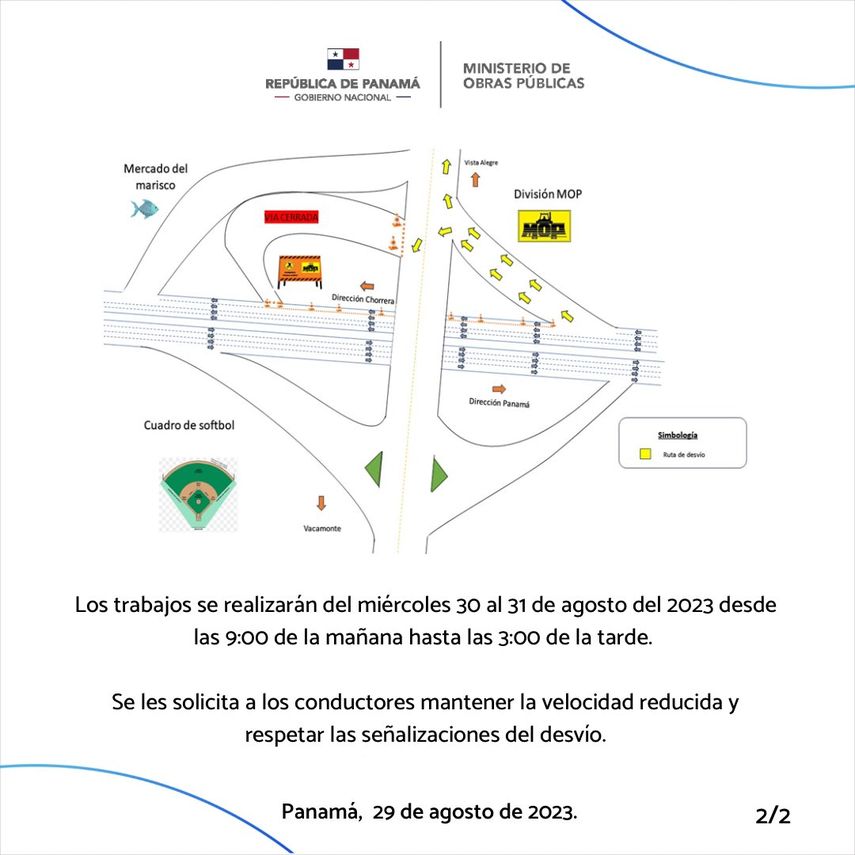 MOP anuncia más cierres de calles en el distrito de Arraiján