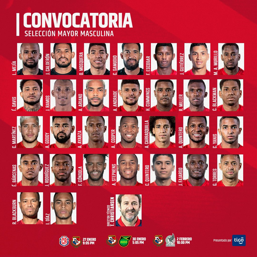Los convocados para los partidos frente a Costa Rica, Jamaica y México.