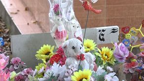 La tumba de Lina en Alanje está llena de flores, adornos y peluches.