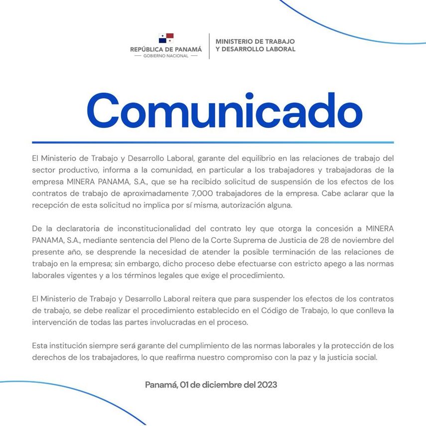 Mitradel explica que para suspender los efectos de los contratos de trabajo, se debe realizar el procedimiento establecido en el C&oacute;digo de Trabajo.
