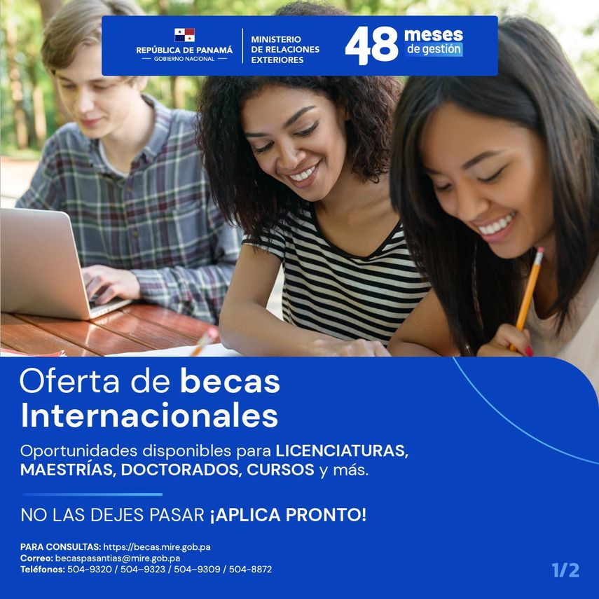 La Cancillería de Panamá informó que mantiene abierta oportunidades de becas de estudio disponibles en el extranjero, gracias a las gestiones de cooperación internacional. La Cancillería de Panamá informó que mantiene abierta oportunidades de becas de estudio disponibles en el extranjero, gracias a las gestiones de cooperación internacional.