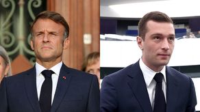 Líderes de ultraderecha francesa rechazan un Gobierno de izquierda. Jordan Bardella y Emmanuel Macron.