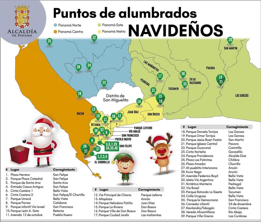 Con el encendido simultáneo del alumbrado navideño, en los 39 parques y espacios públicos que la Alcaldía de Panamá inauguró la noche del domingo 3 de diciembre, renace la ilusión de la ciudadanía por la pronta llegada de las fiestas navideñas. Con el encendido simultáneo del alumbrado navideño, en los 39 parques y espacios públicos que la Alcaldía de Panamá inauguró la noche del domingo 3 de diciembre, renace la ilusión de la ciudadanía por la pronta llegada de las fiestas navideñas.