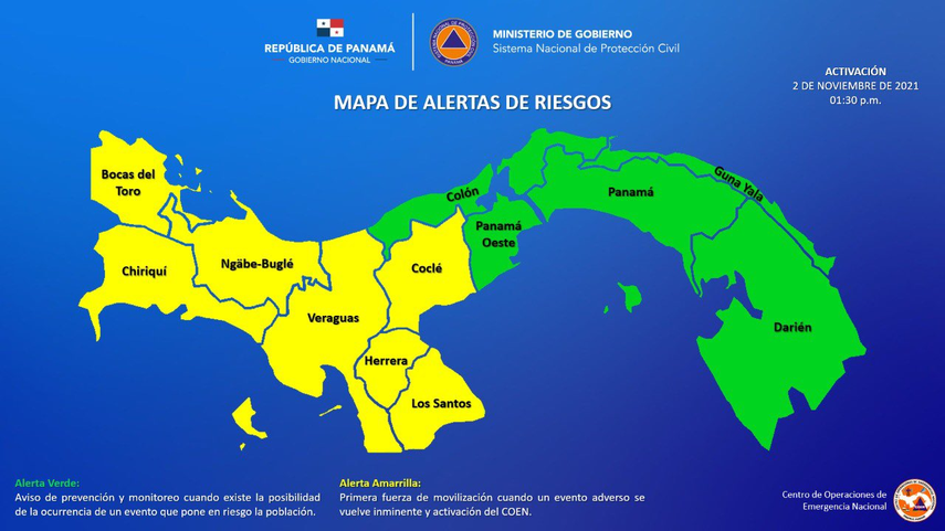 Se elev&oacute; a Alerta Amarilla en algunas regiones del pa&iacute;s, inform&oacute; el Sinaproc