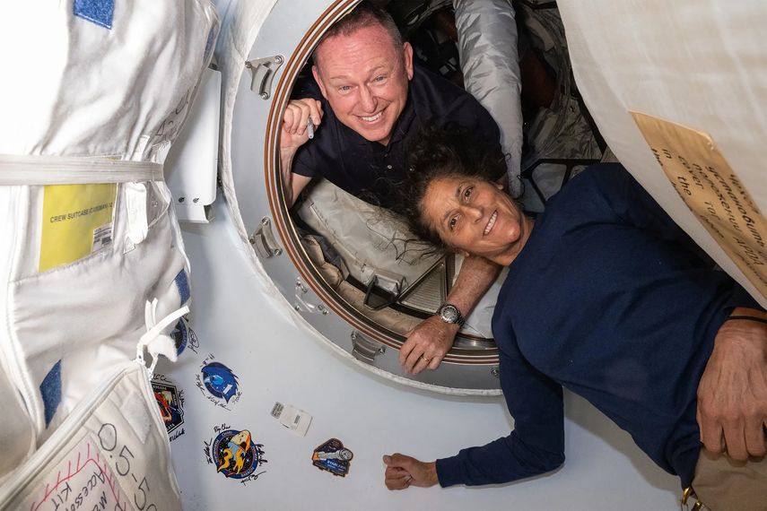 Astronautas Butch Wilmore y Suni Williams. AFP