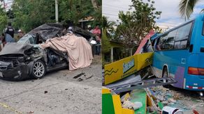 El autobús invadió el carril contario en Chame.