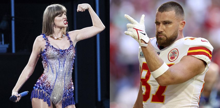 La cantante Taylor Swift y el jugador de fútbol americano Travis Kelce. EFE