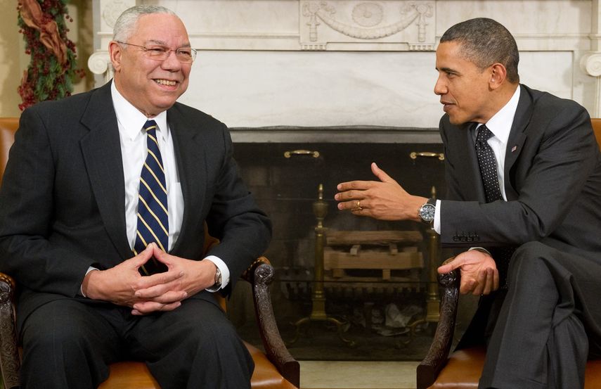 Colin Powell y el expresidente de EEUU, Barack Obama