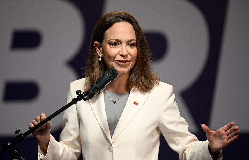 La líder de la oposición venezolana y Premio Nobel de la Paz, María Corina Machado, interviene durante una rueda de prensa celebrada en la Universidad Católica Andrés Bello de Caracas. La líder de la oposición venezolana y Premio Nobel de la Paz, María Corina Machado, interviene durante una rueda de prensa celebrada en la Universidad Católica Andrés Bello de Caracas.