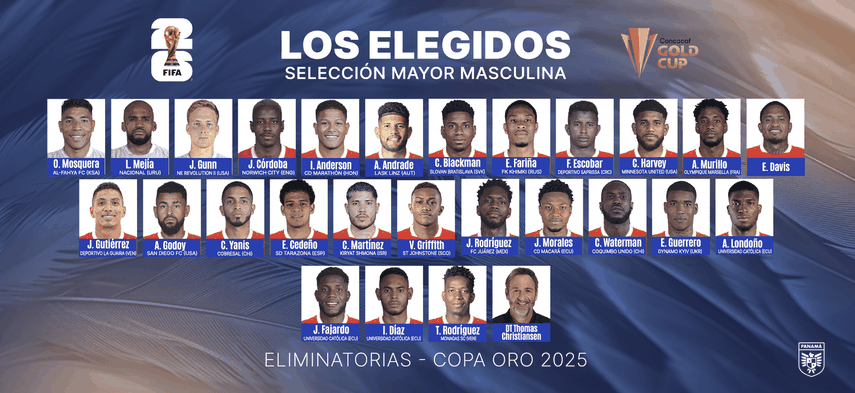 Con la mira puesta en las Eliminatorias Mundialistas de la CONCACAF y la próxima edición de la Copa Oro 2025, el director técnico de la Selección de Panamá, Thomas Christiansen, dio a conocer la lista única de 26 jugadores que representarán al país. Con la mira puesta en las Eliminatorias Mundialistas de la CONCACAF y la próxima edición de la Copa Oro 2025, el director técnico de la Selección de Panamá, Thomas Christiansen, dio a conocer la lista única de 26 jugadores que representarán al país.
