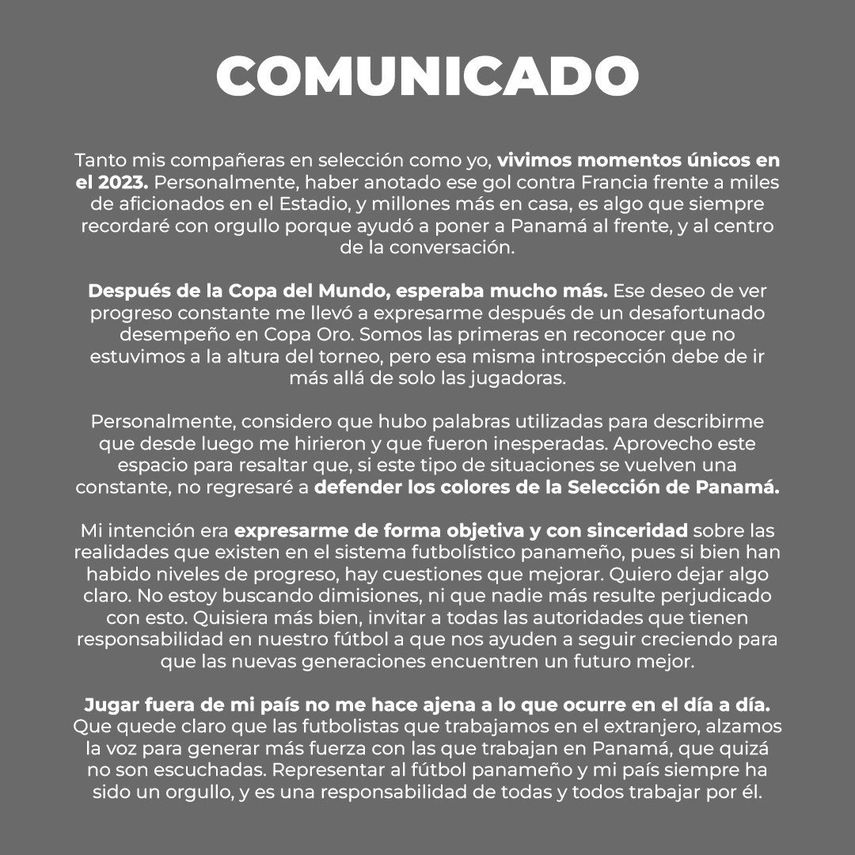 La polémica surgió porque Marta Cox, de 26 años, criticó la liga femenina panameña tras la eliminación de la Selección de Panamá en la Copa Oro. La polémica surgió porque Marta Cox, de 26 años, criticó la liga femenina panameña tras la eliminación de la Selección de Panamá en la Copa Oro.